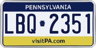 PA license plate LBQ2351