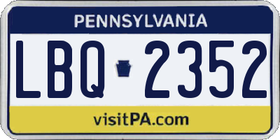 PA license plate LBQ2352