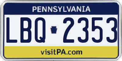PA license plate LBQ2353