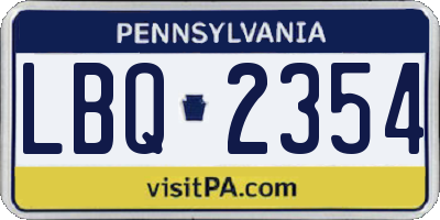 PA license plate LBQ2354