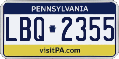 PA license plate LBQ2355