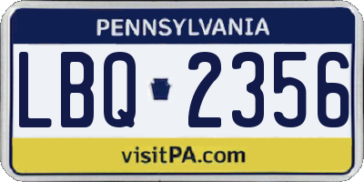 PA license plate LBQ2356