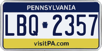 PA license plate LBQ2357