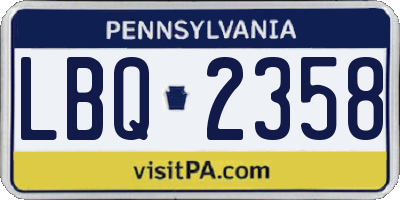 PA license plate LBQ2358