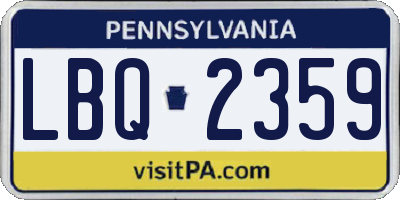 PA license plate LBQ2359