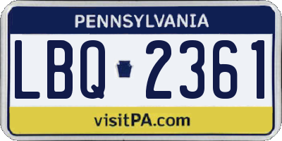 PA license plate LBQ2361