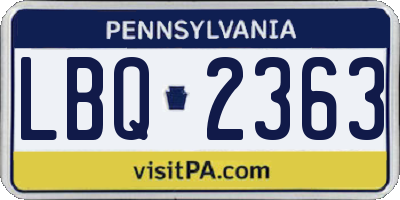 PA license plate LBQ2363