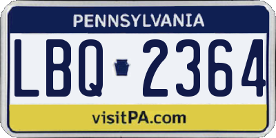 PA license plate LBQ2364
