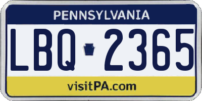 PA license plate LBQ2365