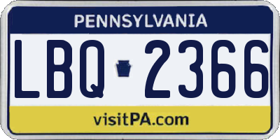 PA license plate LBQ2366