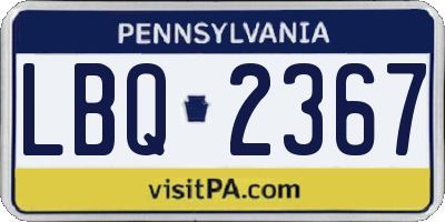 PA license plate LBQ2367