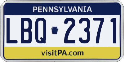 PA license plate LBQ2371