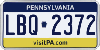 PA license plate LBQ2372