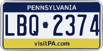 PA license plate LBQ2374
