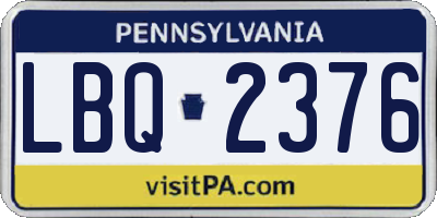 PA license plate LBQ2376