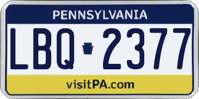 PA license plate LBQ2377