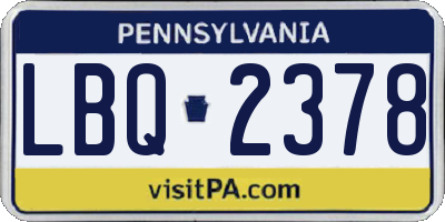 PA license plate LBQ2378
