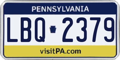 PA license plate LBQ2379
