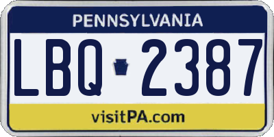 PA license plate LBQ2387