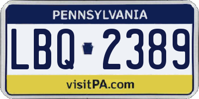 PA license plate LBQ2389