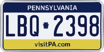 PA license plate LBQ2398