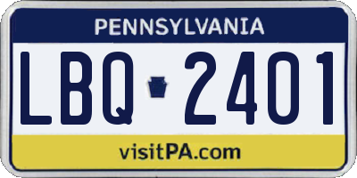 PA license plate LBQ2401