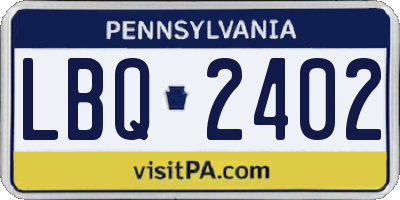 PA license plate LBQ2402