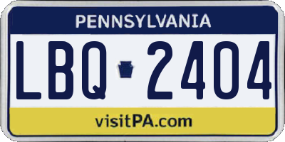 PA license plate LBQ2404