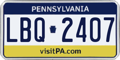 PA license plate LBQ2407
