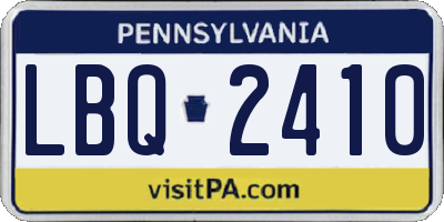 PA license plate LBQ2410