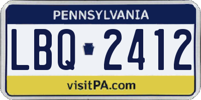 PA license plate LBQ2412