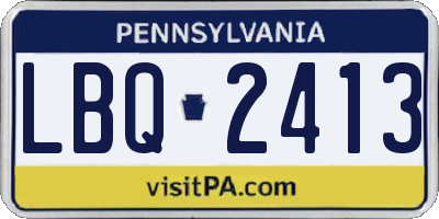 PA license plate LBQ2413