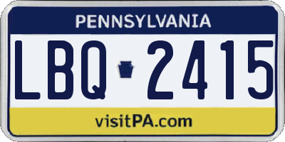 PA license plate LBQ2415