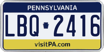 PA license plate LBQ2416
