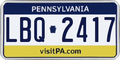 PA license plate LBQ2417