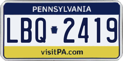 PA license plate LBQ2419