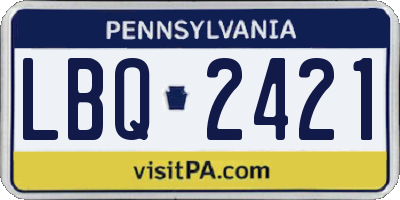 PA license plate LBQ2421
