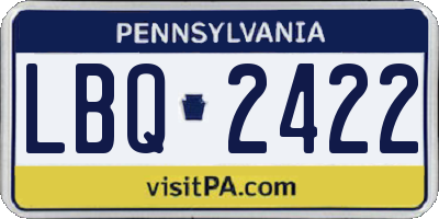 PA license plate LBQ2422