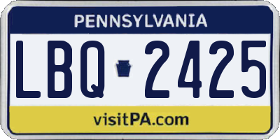 PA license plate LBQ2425