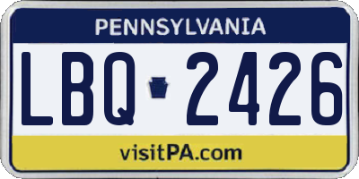 PA license plate LBQ2426