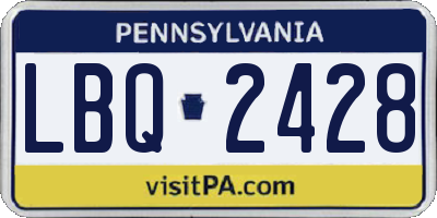 PA license plate LBQ2428