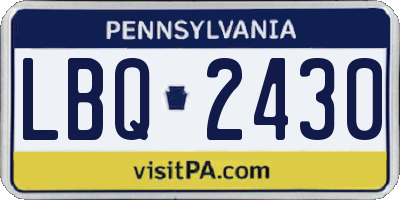 PA license plate LBQ2430