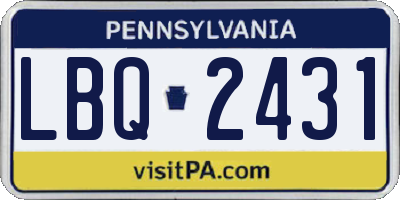 PA license plate LBQ2431