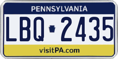 PA license plate LBQ2435
