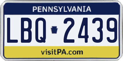 PA license plate LBQ2439