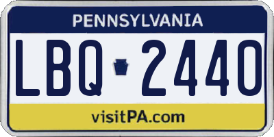 PA license plate LBQ2440