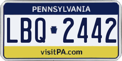 PA license plate LBQ2442