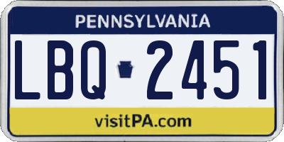 PA license plate LBQ2451