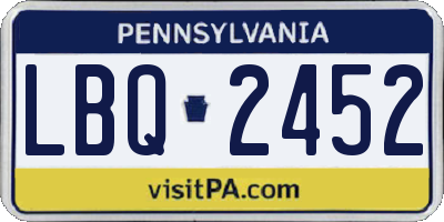 PA license plate LBQ2452