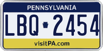 PA license plate LBQ2454